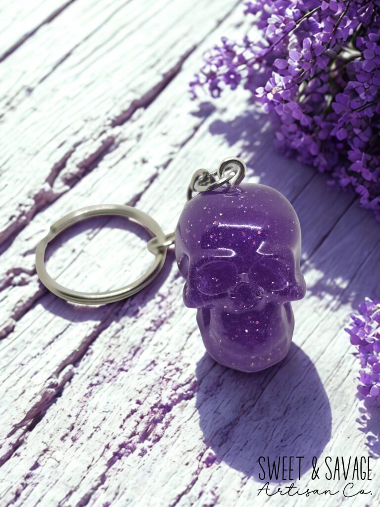Purple Skull Keychain – Gothic & Alternative Style