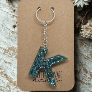 Green Letter K Initial Keychain