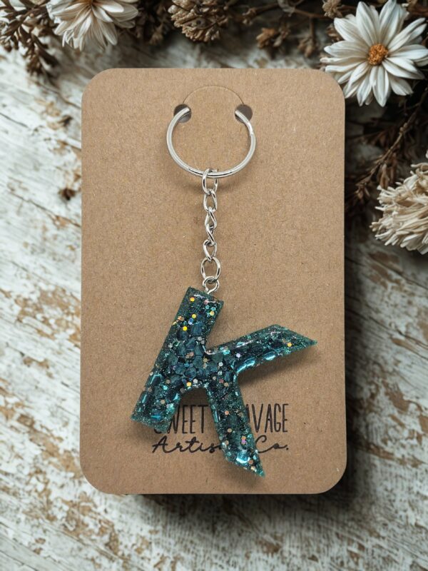 Green Letter K Initial Keychain