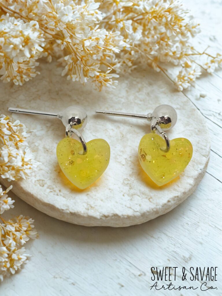 Lemon Spark Stardust Heart Stud Earrings 