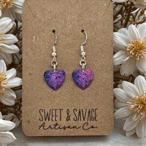 Galaxy Heart Gem Dangle Earrings