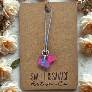 Pink & Blue Glow-in-the-Dark Duck Charm Keychain