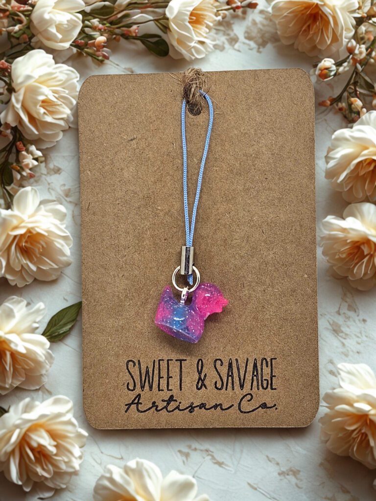 Pink & Blue Glow-in-the-Dark Duck Charm Keychain