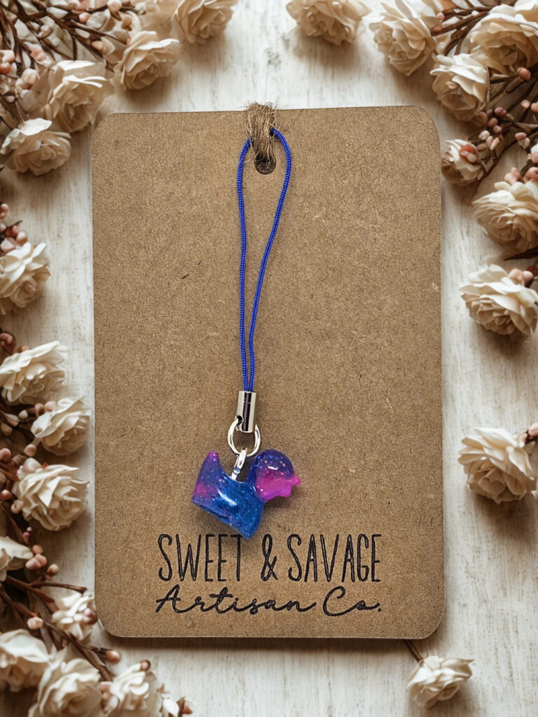 Blue & Pink Glow-in-the-Dark Duck Charm Keychain