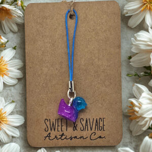 Purple & Blue Glow-in-the-Dark Duck Charm Keychain