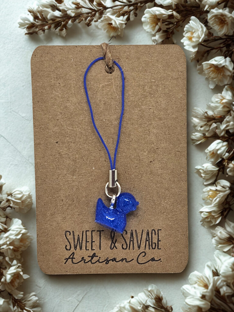 Deep Blue Glow-in-the-Dark Duck Charm Keychain