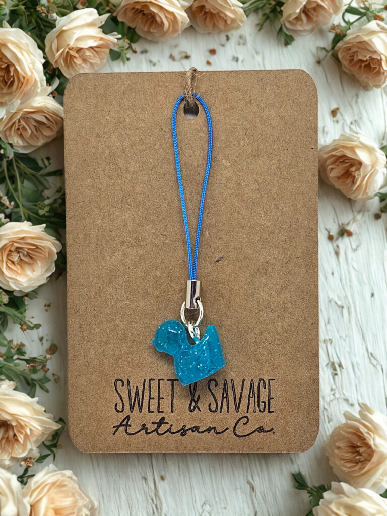 Tropical Blue Glow-in-the-Dark Duck Charm Keychain
