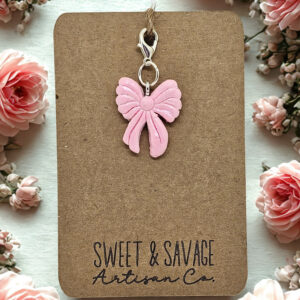 Light Pink Shimmer Bow Charm