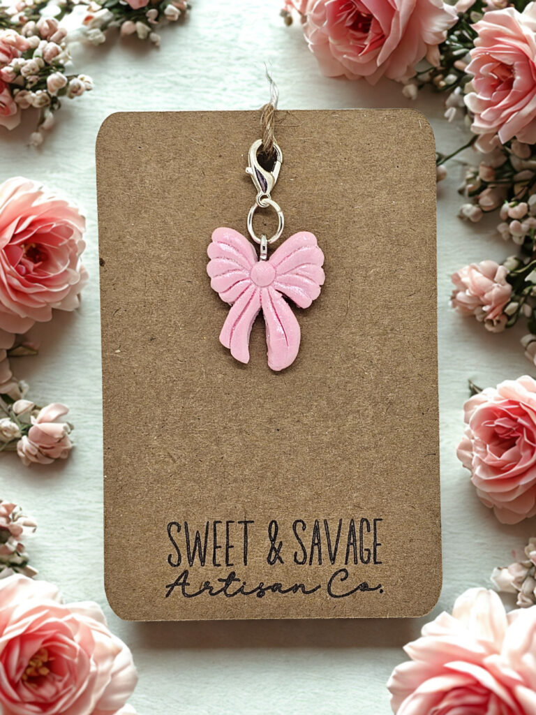 Light Pink Shimmer Bow Charm