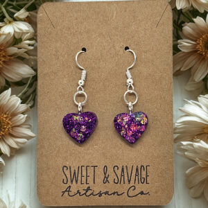 Rich Purple Heart Dangle Earrings