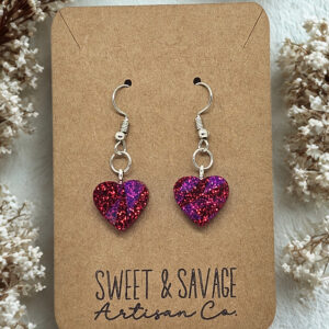 Garnet Inspired Heart Dangle Earrings