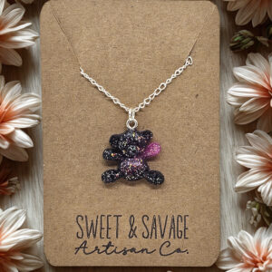 Black & Pink Teddy Bear Pendant Necklace