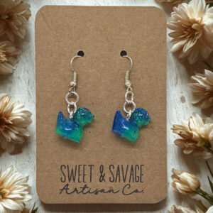 Glow Quackers – Ocean Breeze Blue & Green Glow-in-the-Dark Duck Earrings