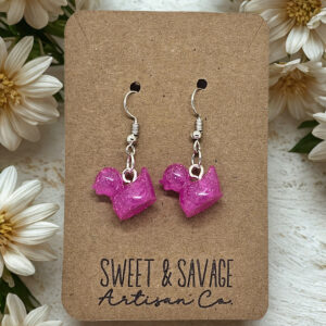 Pretty in Pink Glitter Duck Dangle Earrings